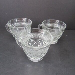 Vintage 3 Anchor Hocking Wexford Clear Glass Criss Cross Pattern 6 Oz Punch Cups